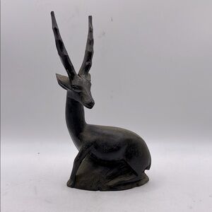 Wooden Hand Carved Antelope Deer Animal Sculpture Figurine Decor Collectible MCM